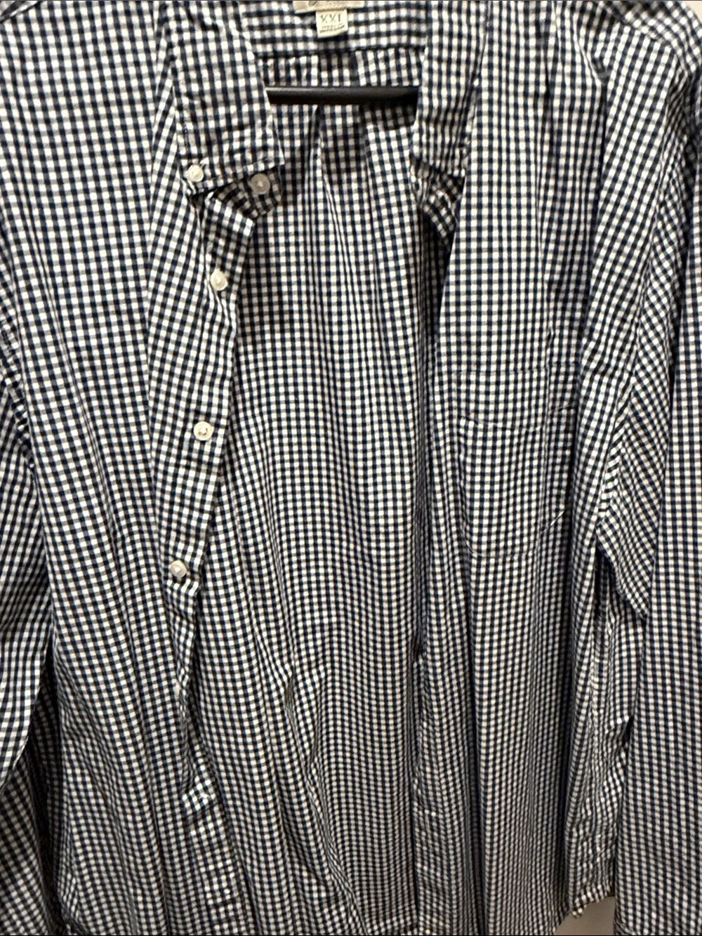 J. Crew Navy and White Gingham Button-Down Shirt